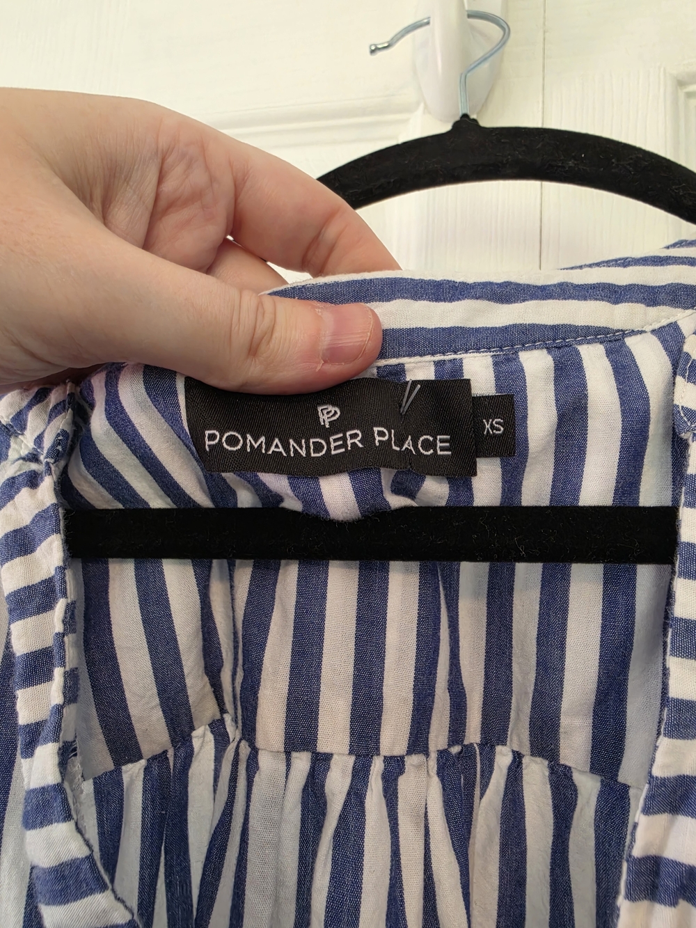 Pomander Place Blue & White Stripe Sleeveless Cotton Poplin Kenzo Dress Size XS - Picture 4 of 5